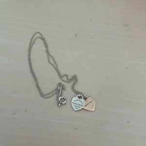 Tiffany & Co. Double heart tag pendant silver and rubedo